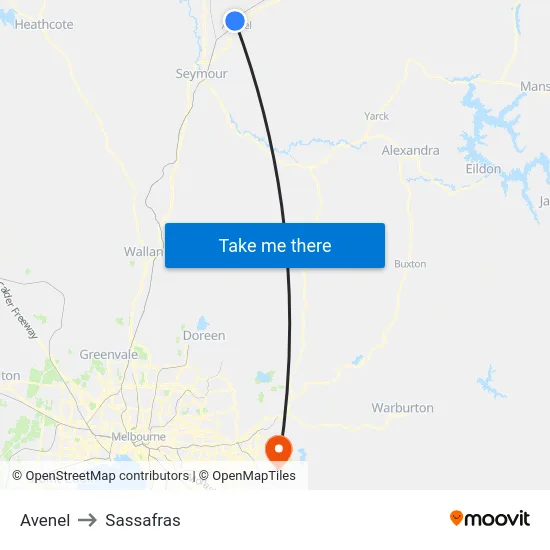 Avenel to Sassafras map