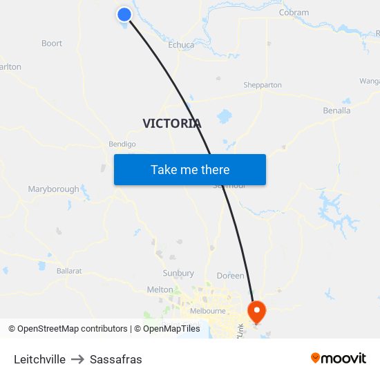 Leitchville to Sassafras map