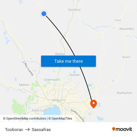 Tooborac to Sassafras map