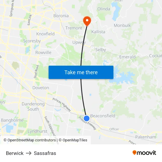 Berwick to Sassafras map