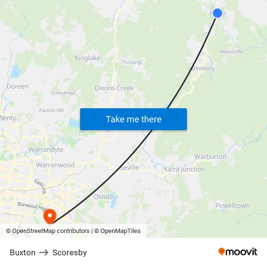 Buxton to Scoresby map