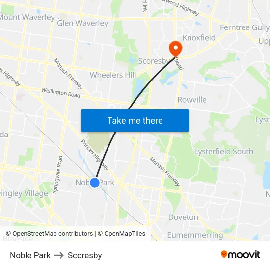Noble Park to Scoresby map