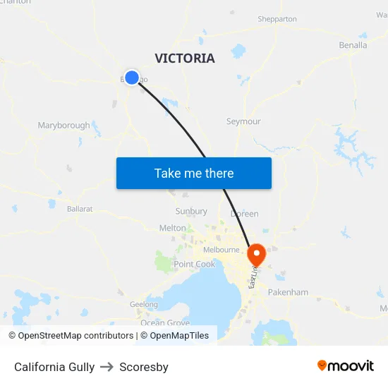 California Gully to Scoresby map
