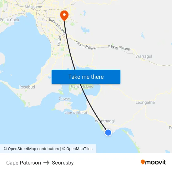 Cape Paterson to Scoresby map