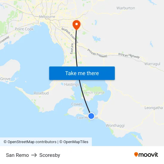 San Remo to Scoresby map