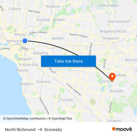 North Richmond to Scoresby map