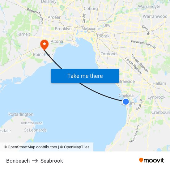 Bonbeach to Seabrook map