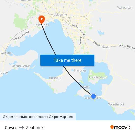Cowes to Seabrook map