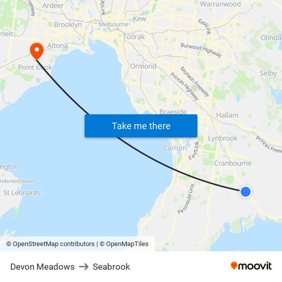 Devon Meadows to Seabrook map
