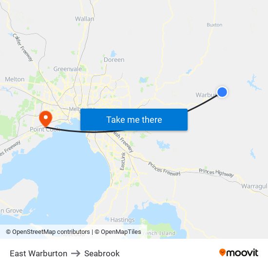 East Warburton to Seabrook map