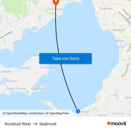 Rosebud West to Seabrook map