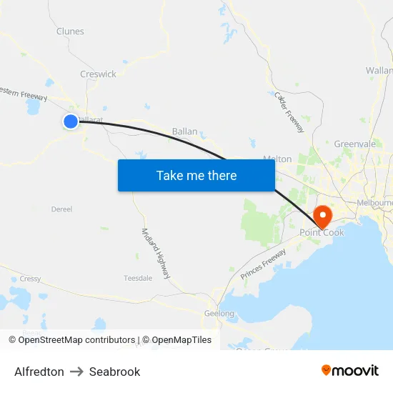 Alfredton to Seabrook map