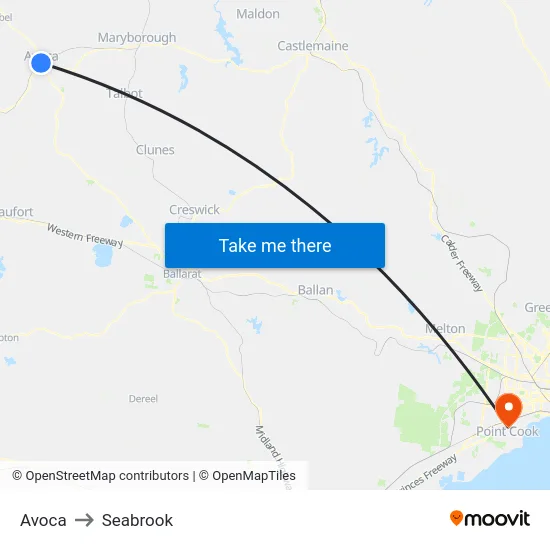Avoca to Seabrook map