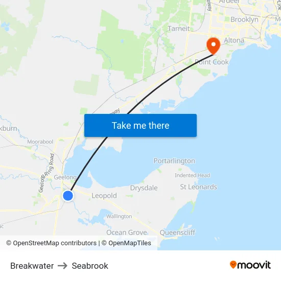 Breakwater to Seabrook map