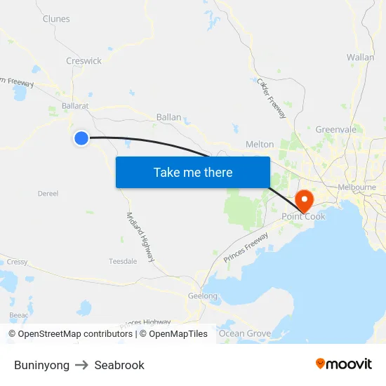 Buninyong to Seabrook map