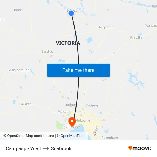 Campaspe West to Seabrook map