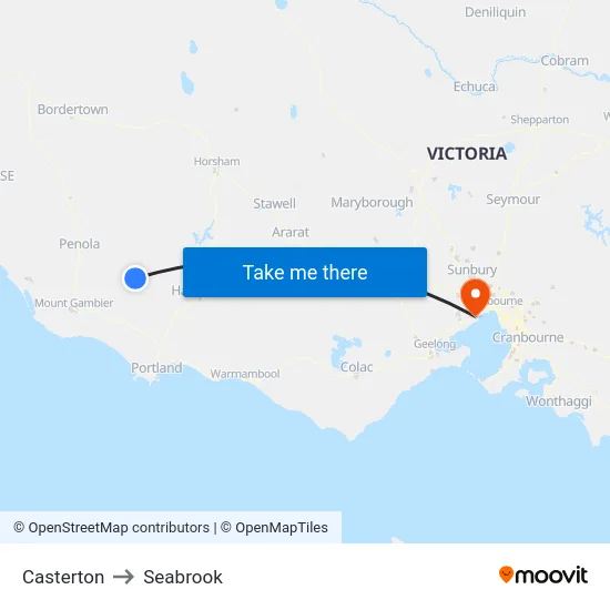 Casterton to Seabrook map