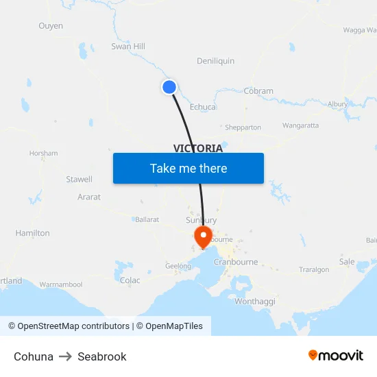 Cohuna to Seabrook map
