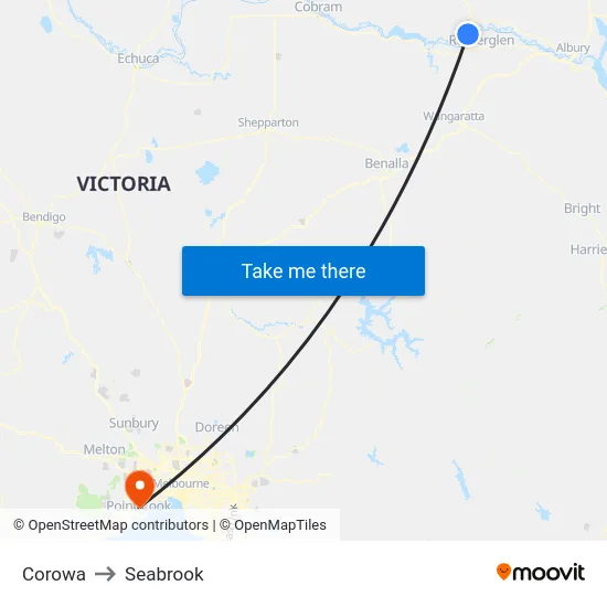 Corowa to Seabrook map
