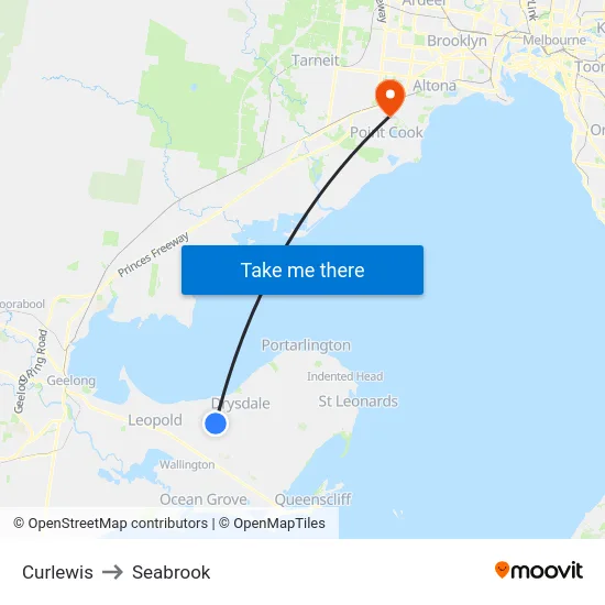 Curlewis to Seabrook map