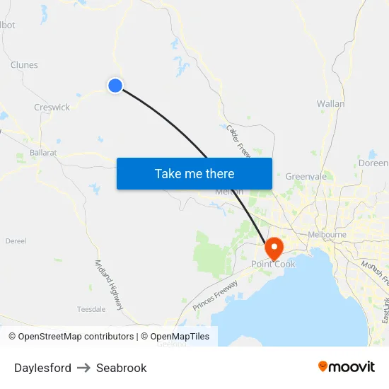 Daylesford to Seabrook map