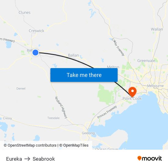 Eureka to Seabrook map