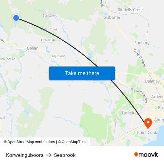 Korweinguboora to Seabrook map