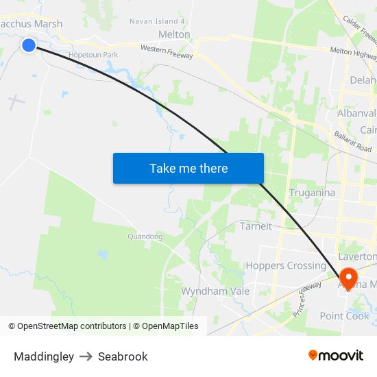 Maddingley to Seabrook map