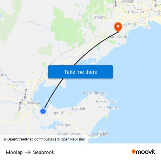 Moolap to Seabrook map