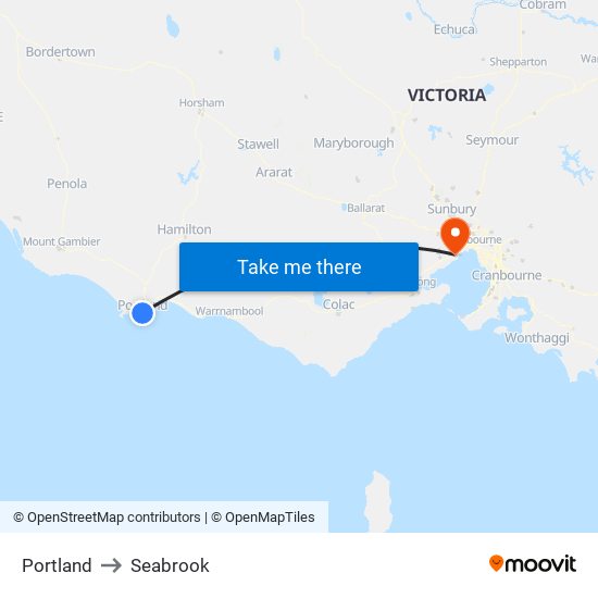 Portland to Seabrook map