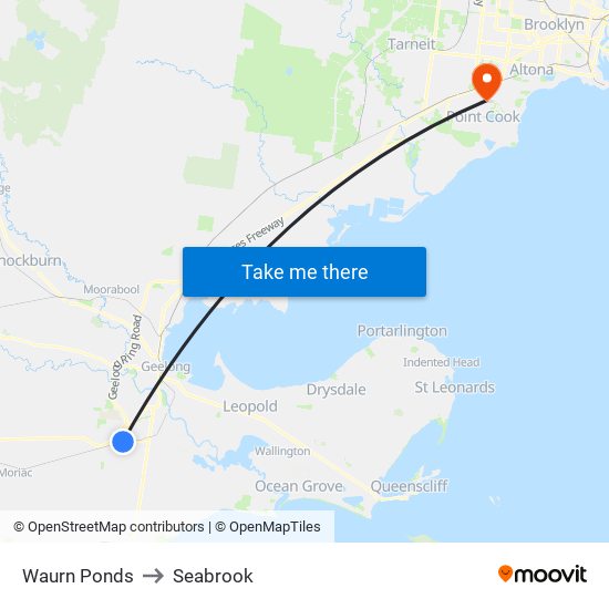 Waurn Ponds to Seabrook map