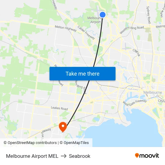 Melbourne Airport MEL to Seabrook map