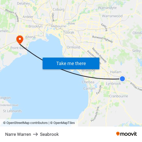 Narre Warren to Seabrook map