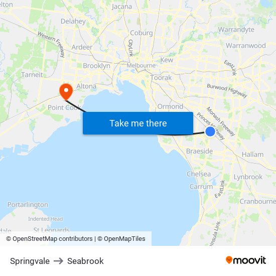 Springvale to Seabrook map