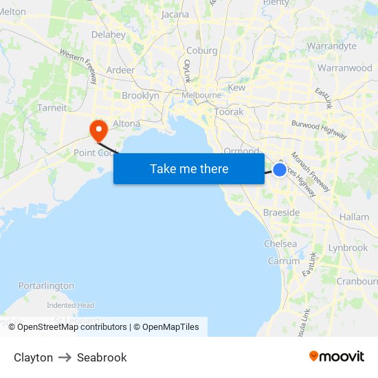 Clayton to Seabrook map