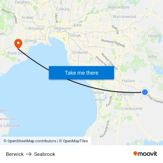 Berwick to Seabrook map