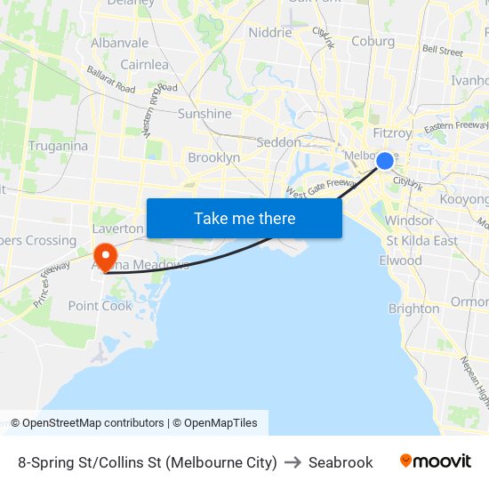 8-Spring St/Collins St (Melbourne City) to Seabrook map