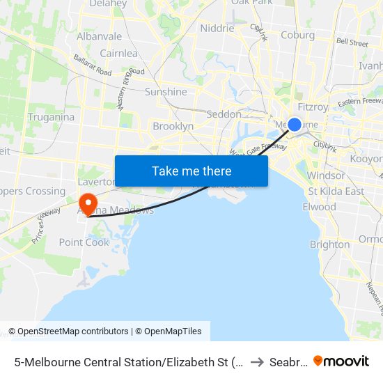 5-Melbourne Central Station/Elizabeth St (Melbourne City) to Seabrook map