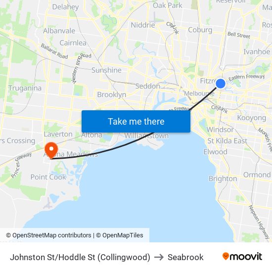 Johnston St/Hoddle St (Collingwood) to Seabrook map