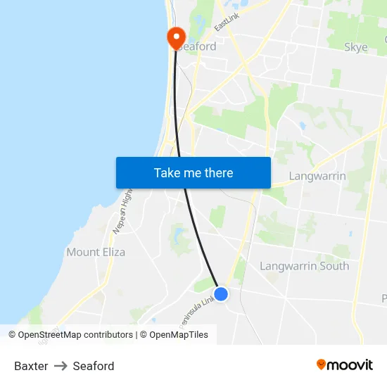Baxter to Seaford map