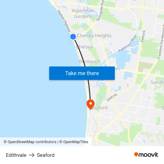 Edithvale to Seaford map