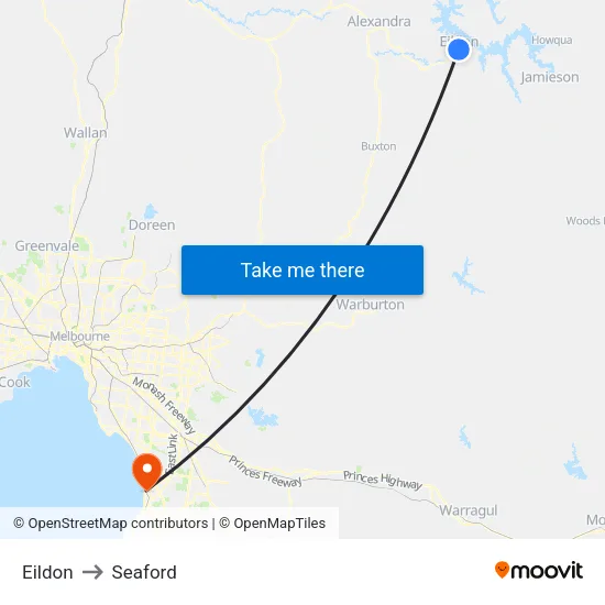 Eildon to Seaford map