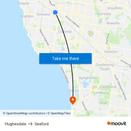 Hughesdale to Seaford map