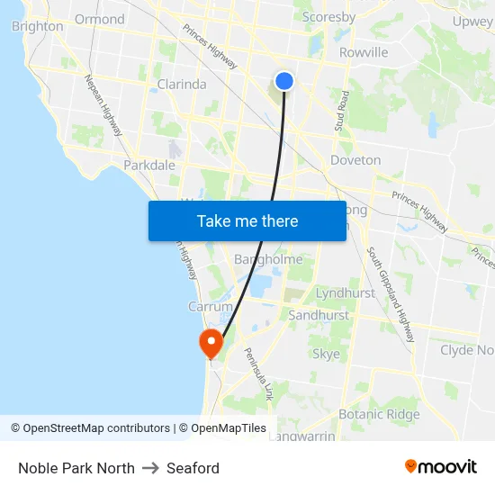 Noble Park North to Seaford map