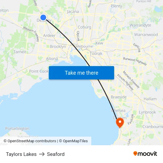 Taylors Lakes to Seaford map