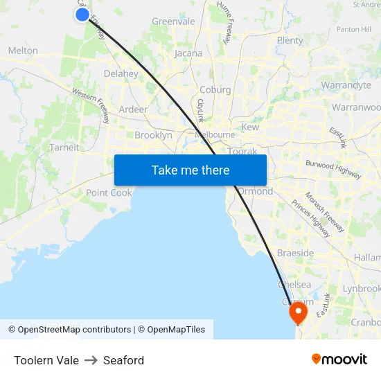 Toolern Vale to Seaford map