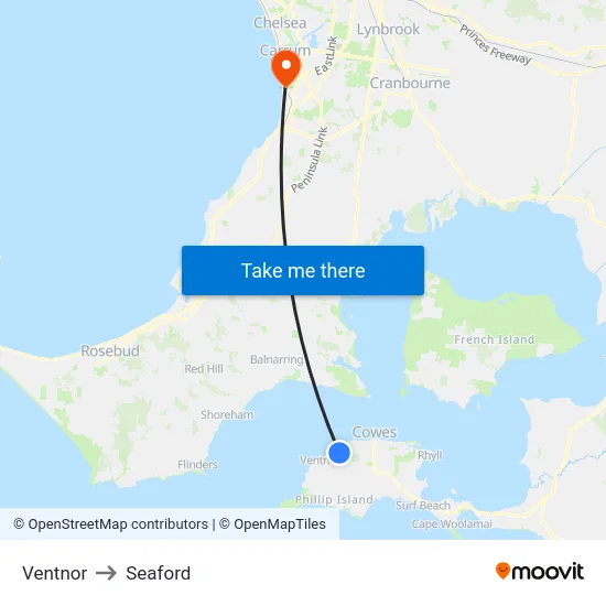Ventnor to Seaford map