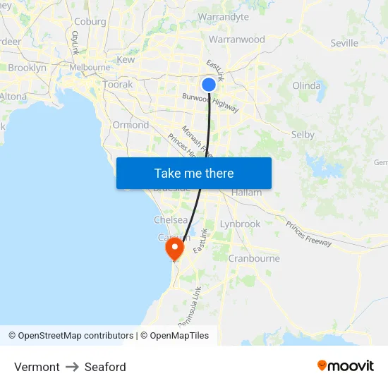 Vermont to Seaford map