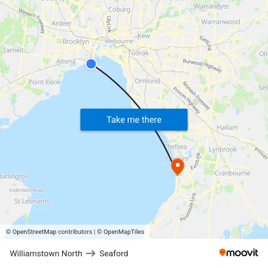Williamstown North to Seaford map
