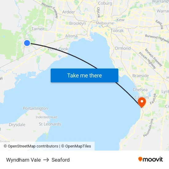 Wyndham Vale to Seaford map